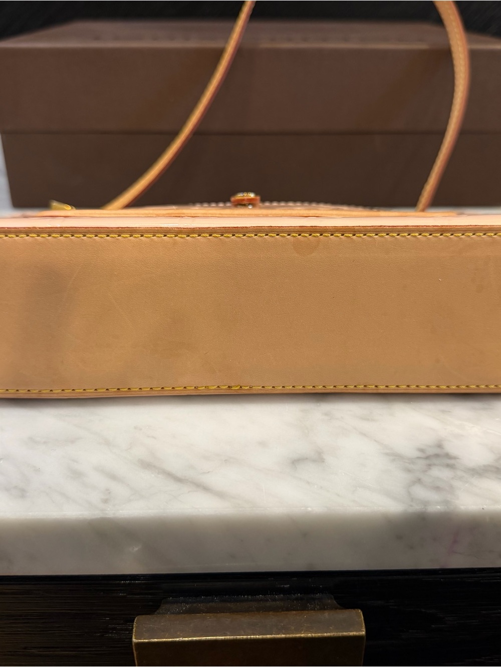 LOUIS VUITTON Marshmallow Monogram Vernis Mallory Square Bag - Picture 6 of 14